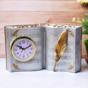 A Vintage Affair- Home Decor Showpiece for Home Decor | Living Room Bedroom | Decoration Gifting Items for Friend Family | Victorian Book Tabletop Clock Accent