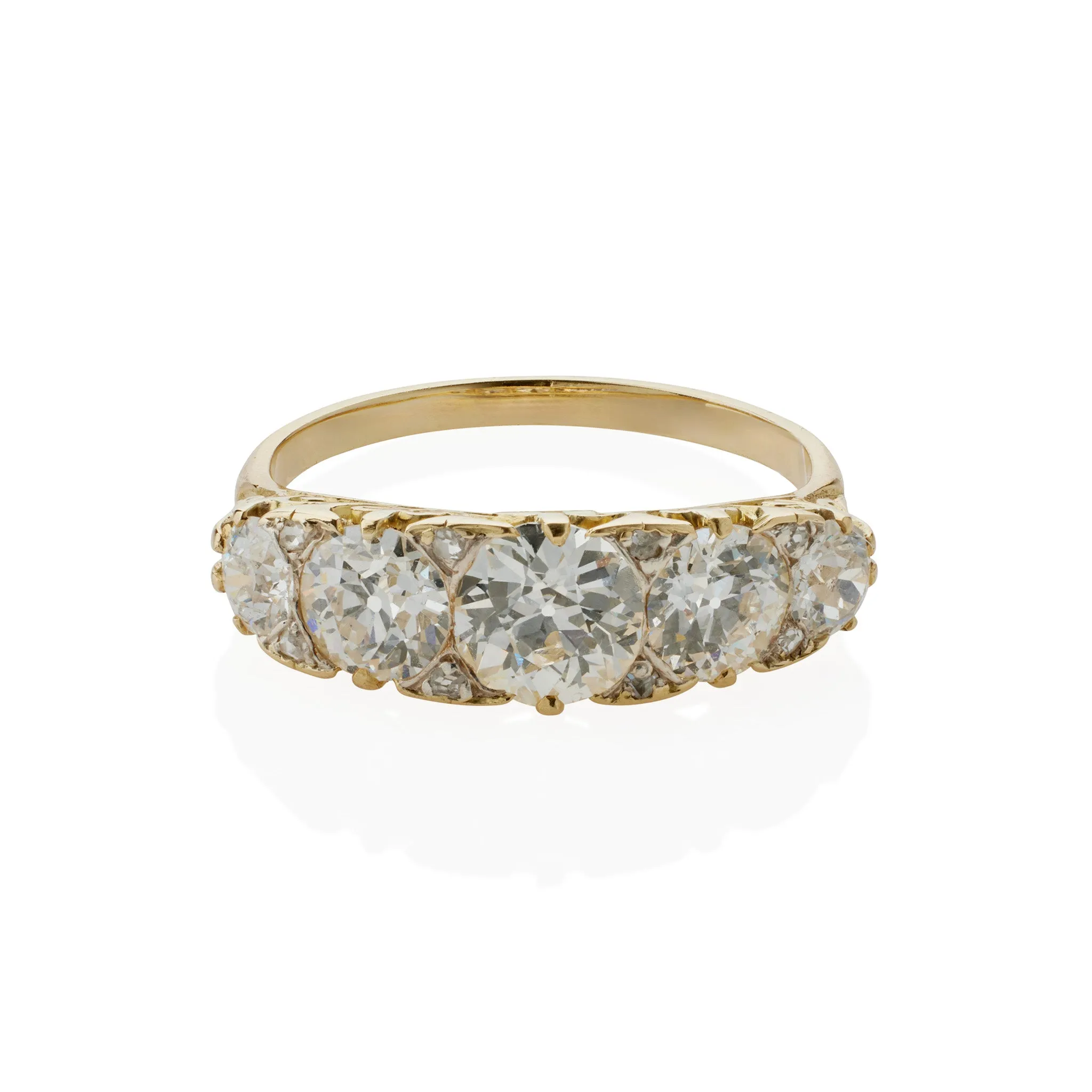Antique 18K Gold and Diamond Five Stone Ring