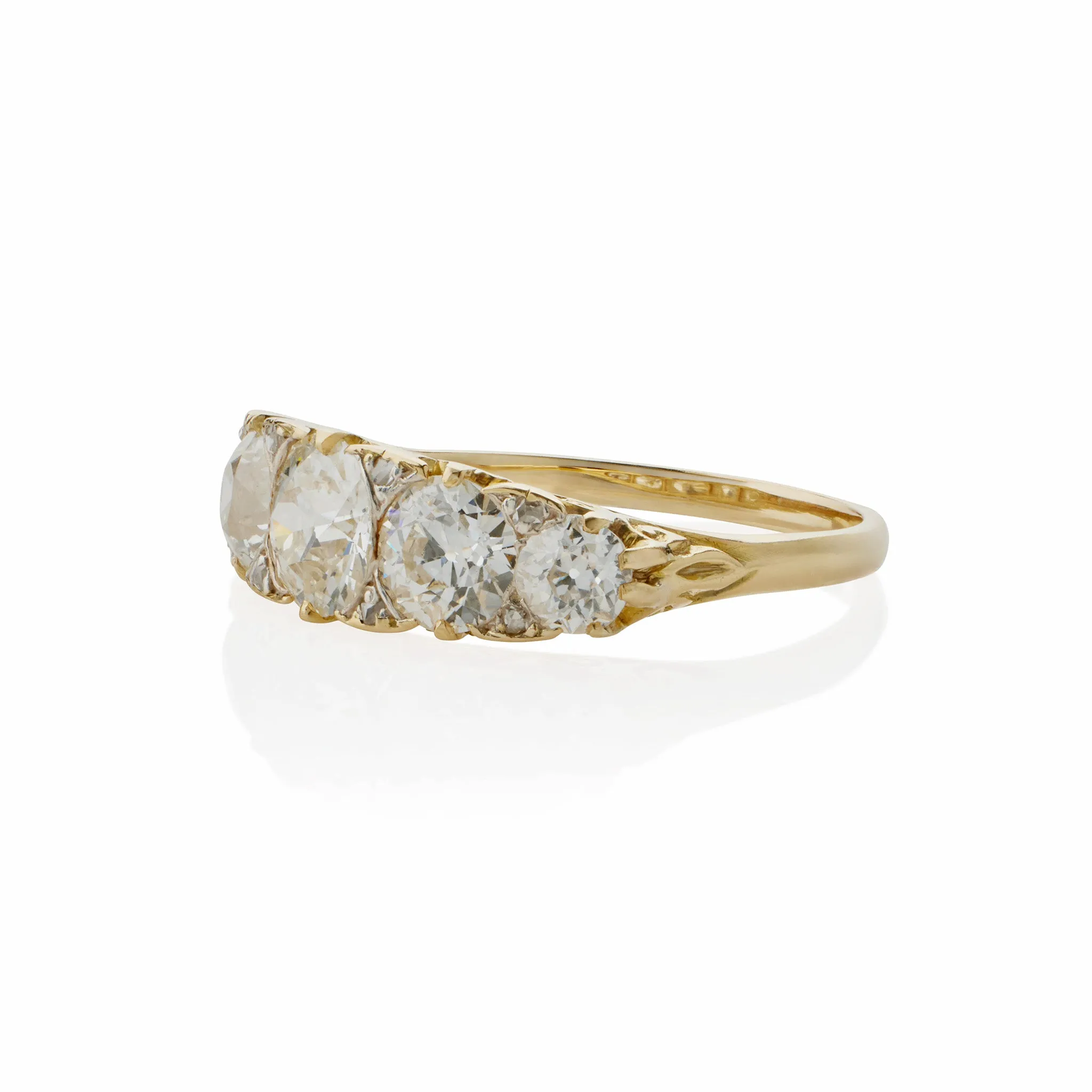 Antique 18K Gold and Diamond Five Stone Ring