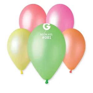 Gemar - 12" Neon Assorted Latex Balloons #081 (50pcs)