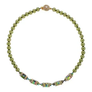 Green Crystal & Pearl Necklace