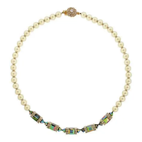 Green Crystal & Pearl Necklace