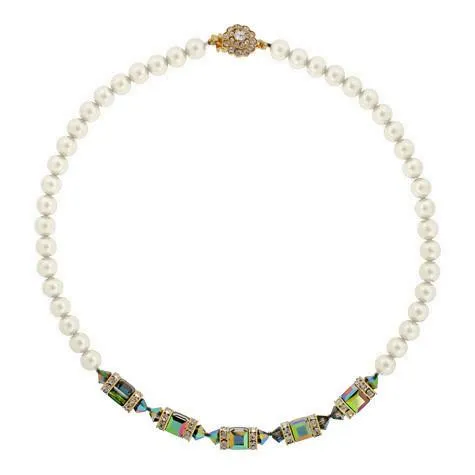 Green Crystal & Pearl Necklace