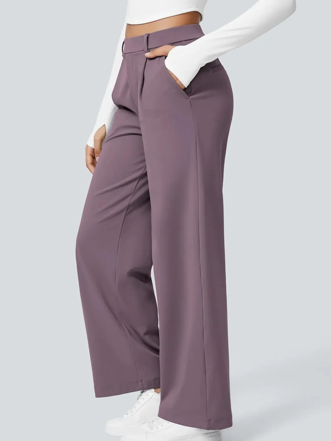 High Waisted Work Pants for Women Business Casual Outfits Office Dress Pants Trousers with Pockets