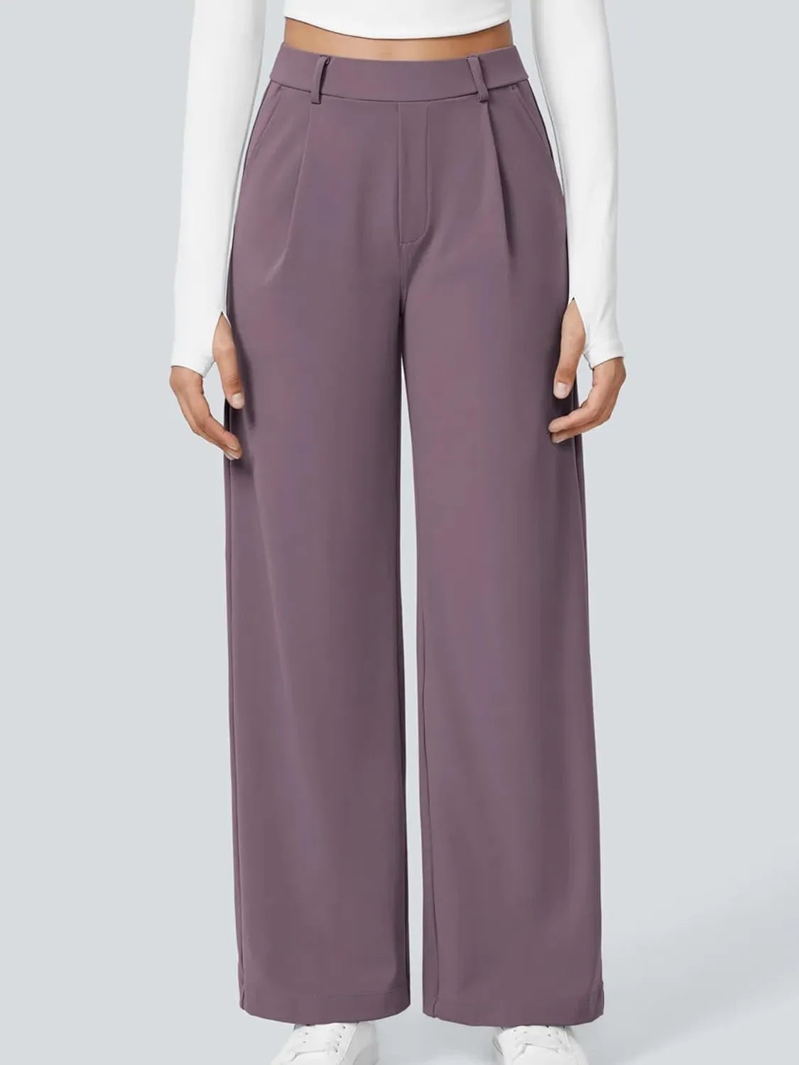 High Waisted Work Pants for Women Business Casual Outfits Office Dress Pants Trousers with Pockets