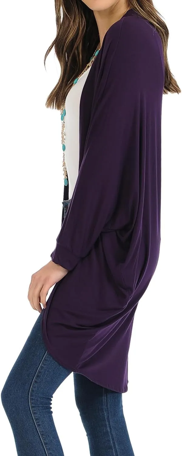 iconic luxe Women's Jersey Batwing Sleeve Cardigan