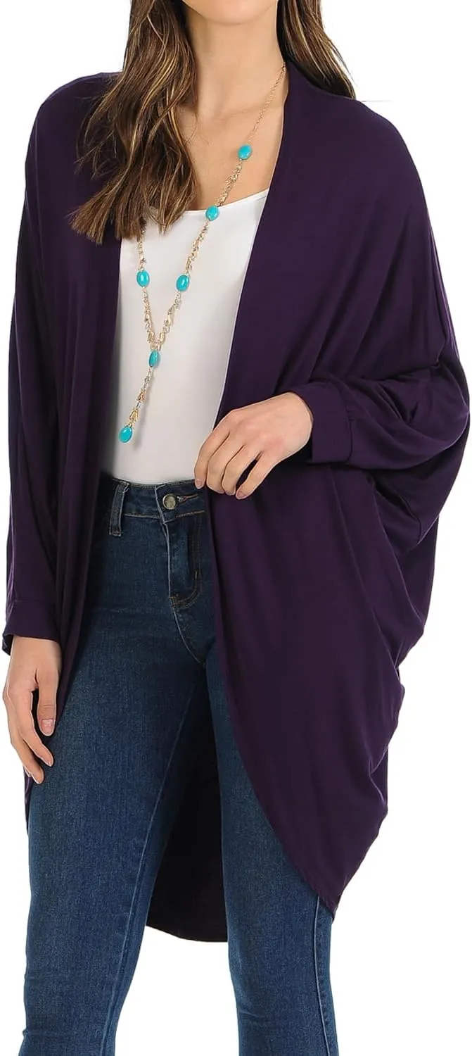 iconic luxe Women's Jersey Batwing Sleeve Cardigan