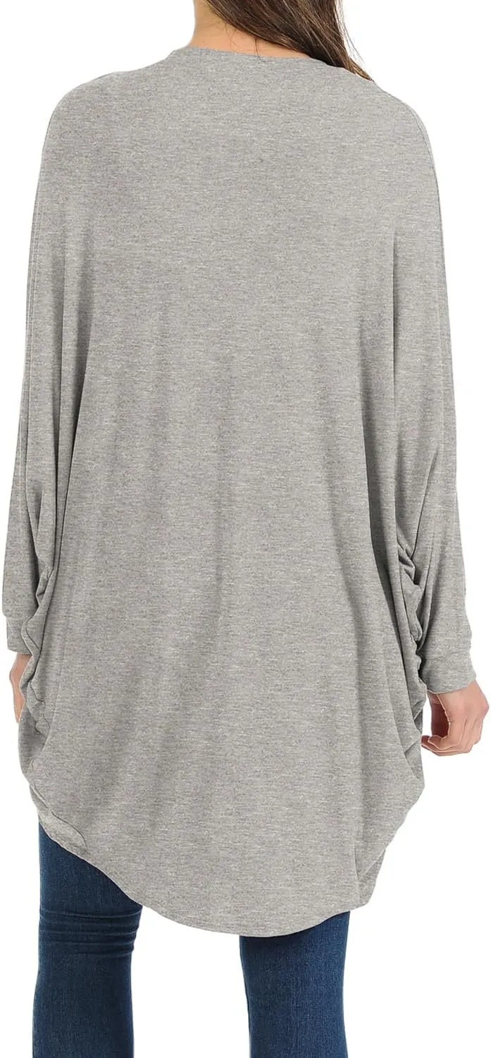 iconic luxe Women's Jersey Batwing Sleeve Cardigan