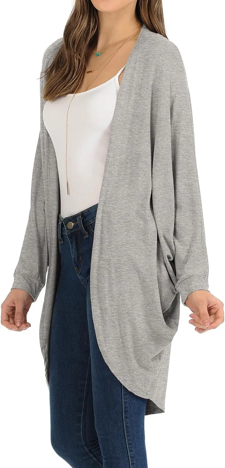 iconic luxe Women's Jersey Batwing Sleeve Cardigan