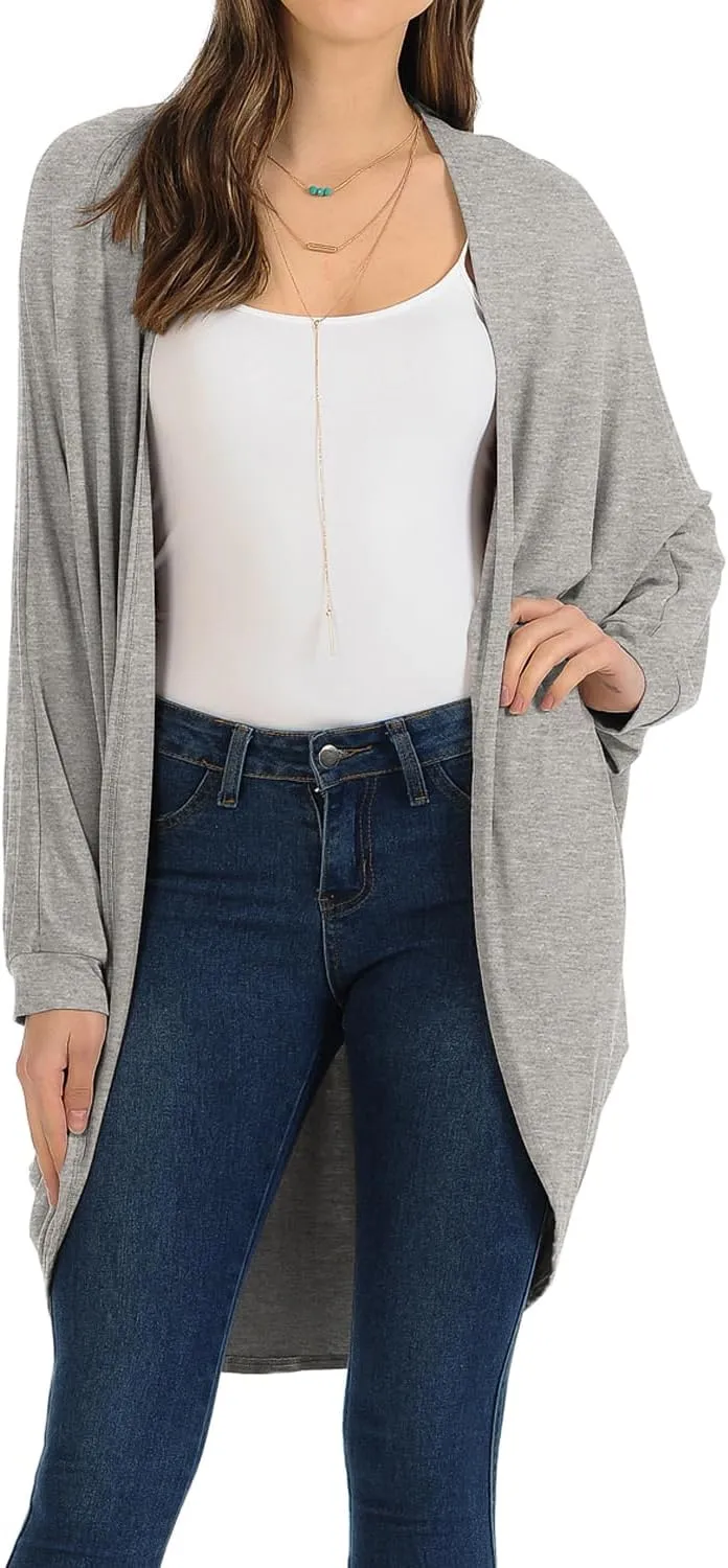 iconic luxe Women's Jersey Batwing Sleeve Cardigan