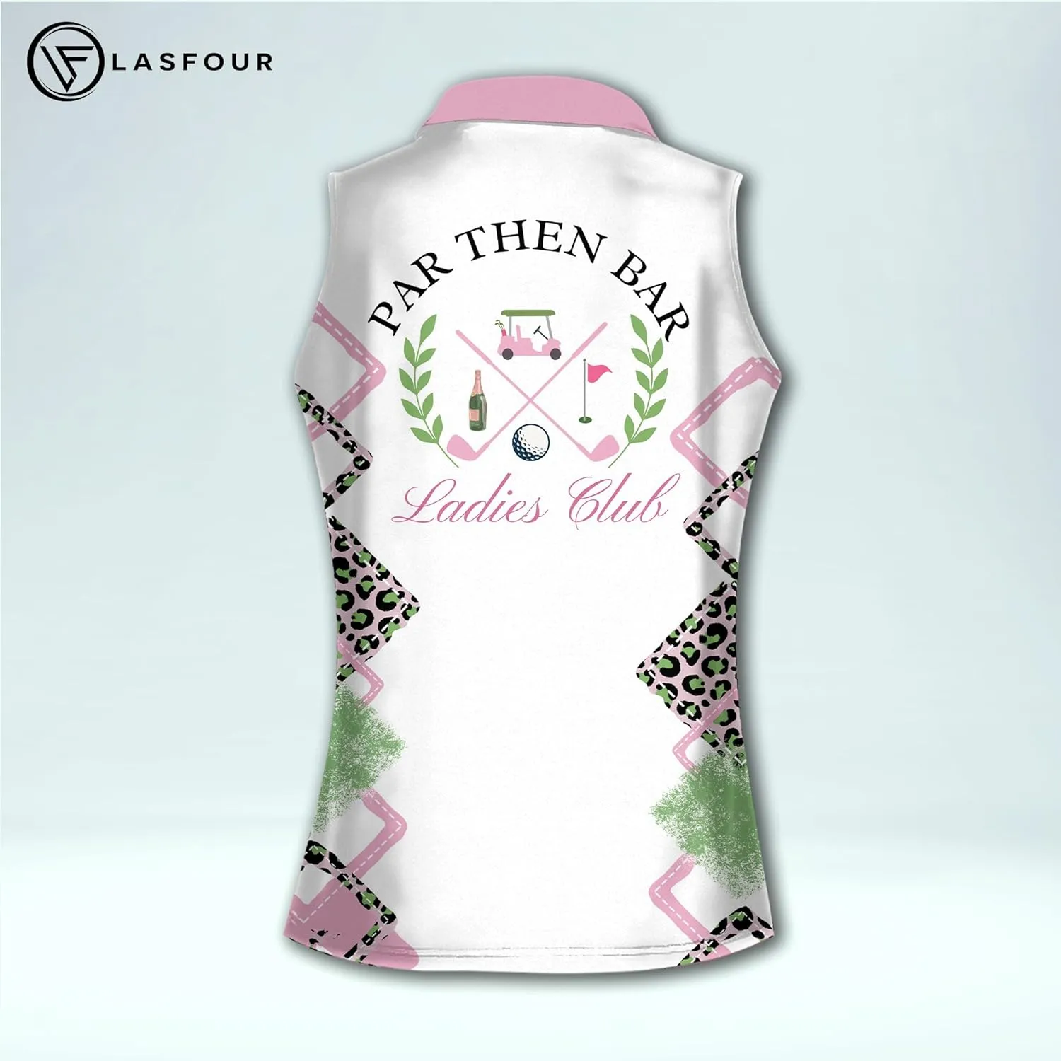 LASFOUR Personalized Funny Golf Shirts for Women Sleeveless. Funny Ladies Golf Shirts, Flamingo Golf Shirt Women