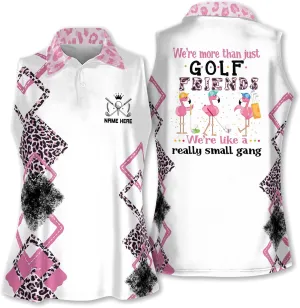 LASFOUR Personalized Funny Golf Shirts for Women Sleeveless. Funny Ladies Golf Shirts, Flamingo Golf Shirt Women
