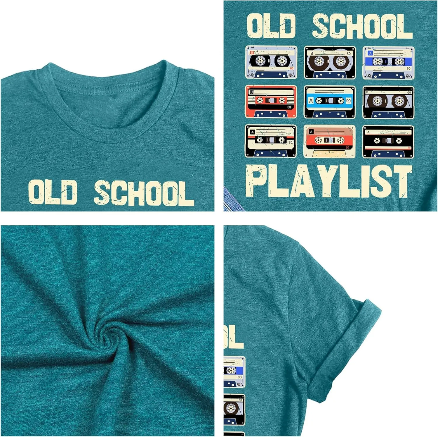 LAZYCHILD 80s Shirt for Women 90s Shirts: Old School Playlist T-Shirt Cassette Tape Graphic 80s Music Concert Tee Tops