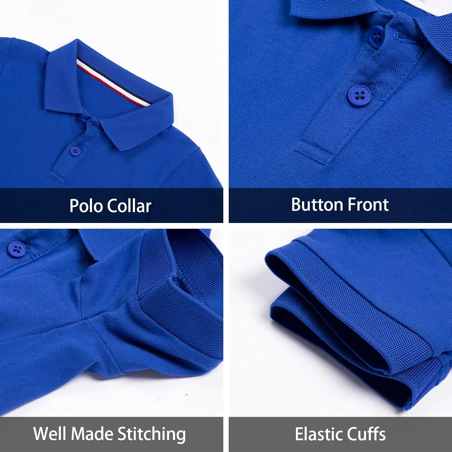 LittleSpring Kids School Uniform Pique Polo Shirts Short Sleeve