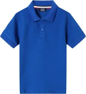 LittleSpring Kids School Uniform Pique Polo Shirts Short Sleeve