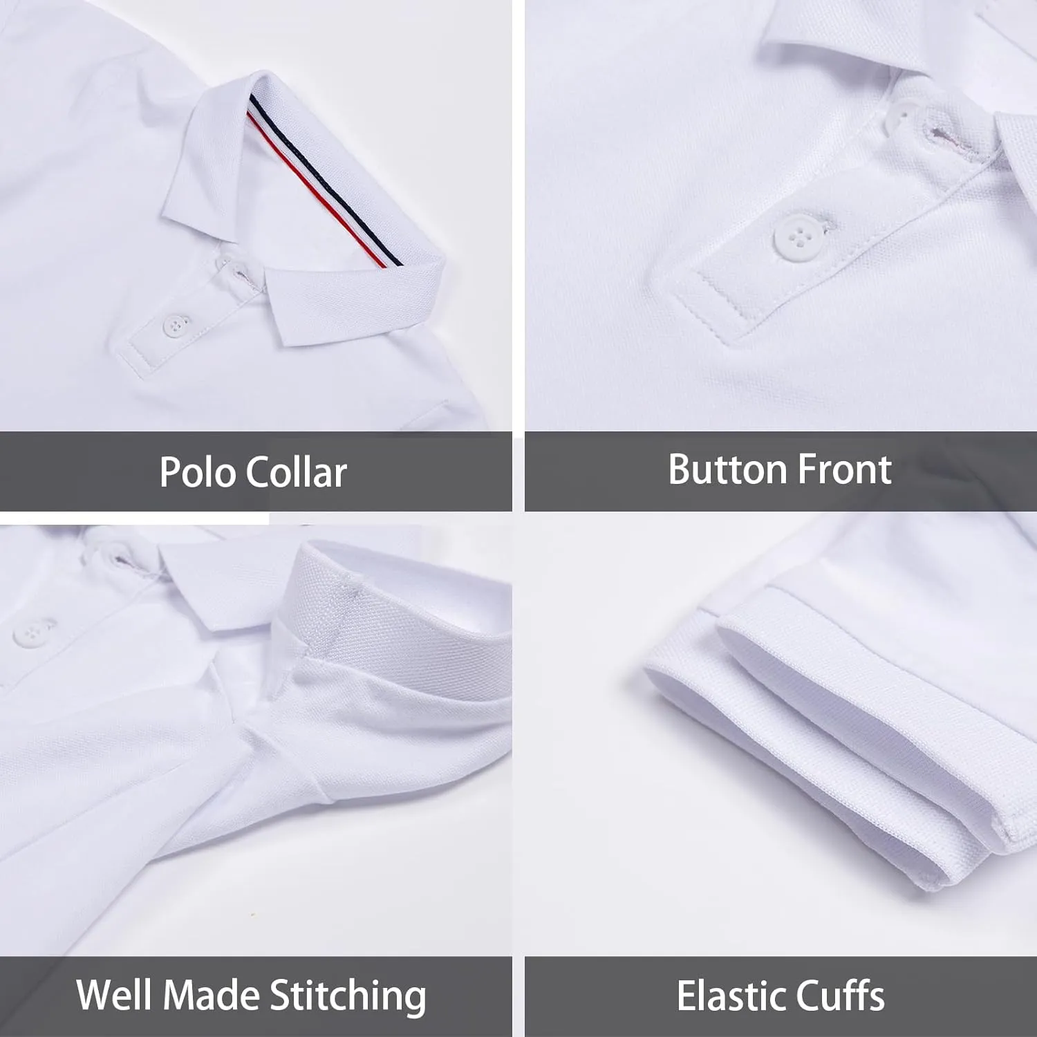 LittleSpring Kids School Uniform Pique Polo Shirts Short Sleeve