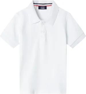LittleSpring Kids School Uniform Pique Polo Shirts Short Sleeve