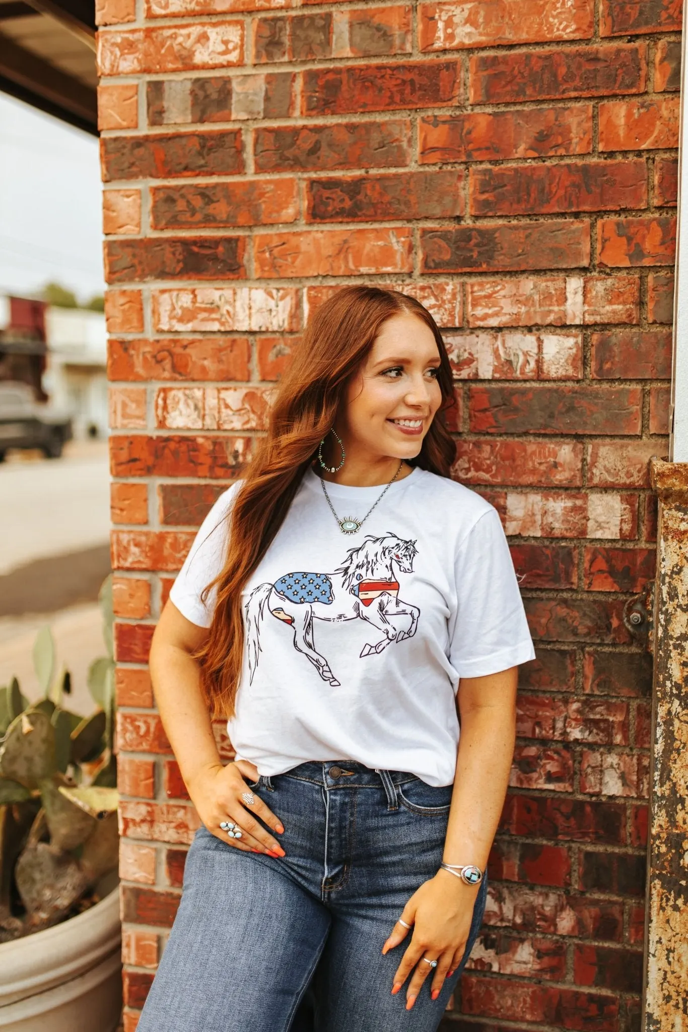Patriotic USA Horse Western Graphic Tee
