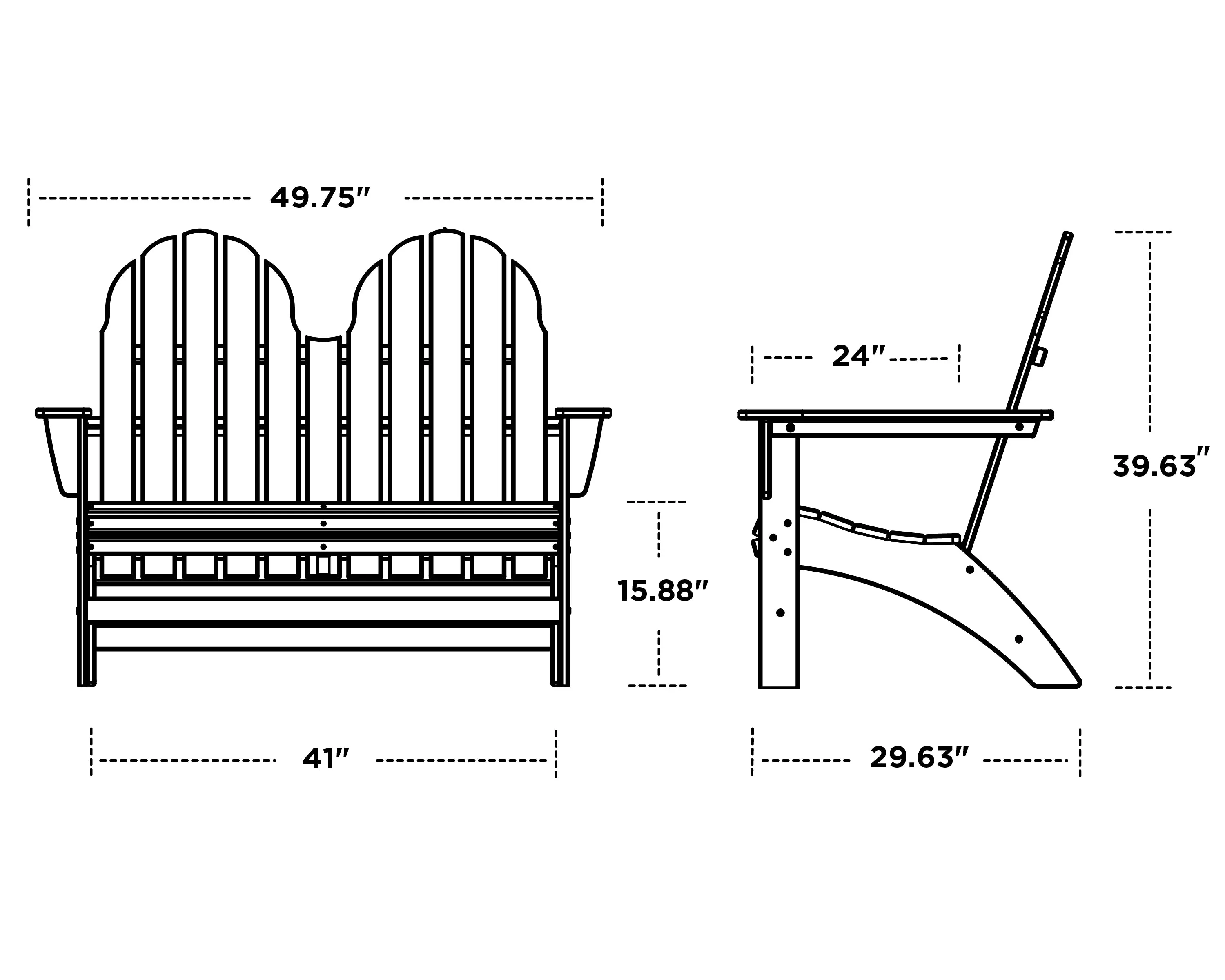 POLYWOOD® Vineyard Adirondack Bench in Vibrant Colors