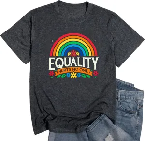 Rainbow Graphic Short Sleeve Inspirational Shirt Funny Casual Tee Shirts