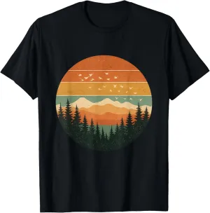 Retro Sunset Mountain Landscape Nature Tee Vintage T-Shirt