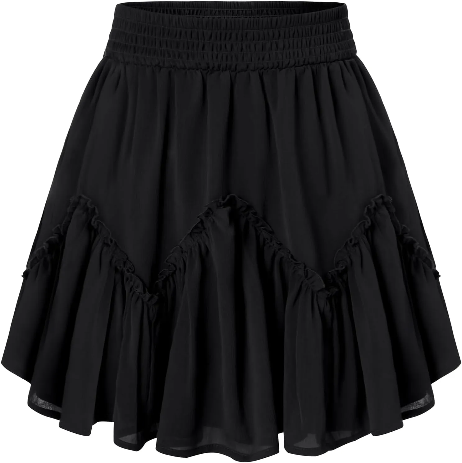 Scarlet Darkness Women Mini Skirt Ruffles Flared Skater Skirts High Waisted Short Renaissance Pirate Skirt