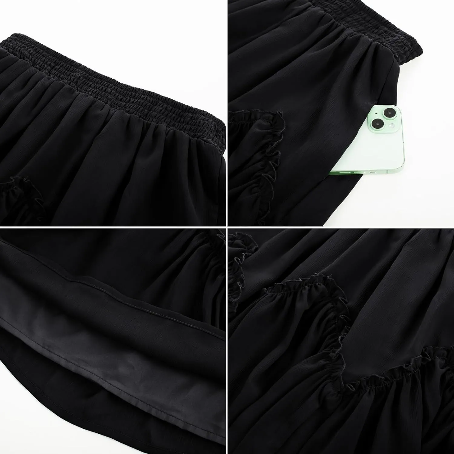 Scarlet Darkness Women Mini Skirt Ruffles Flared Skater Skirts High Waisted Short Renaissance Pirate Skirt