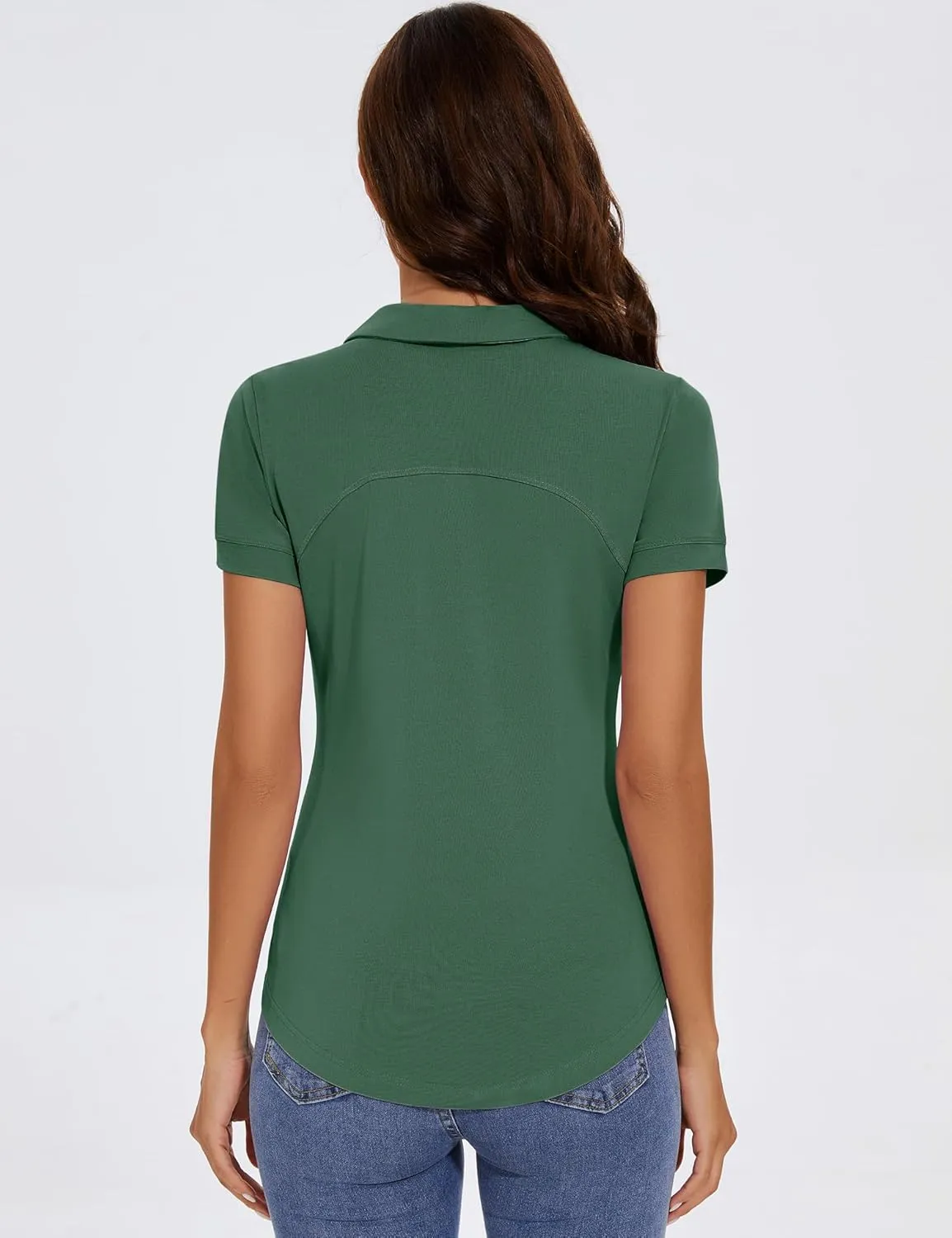 TFSDOD Womens Golf Polo Shirts Collared Short Sleeve T Shirt Lightweight Moisture Wicking Polo Casual 3 Buttons Outfits