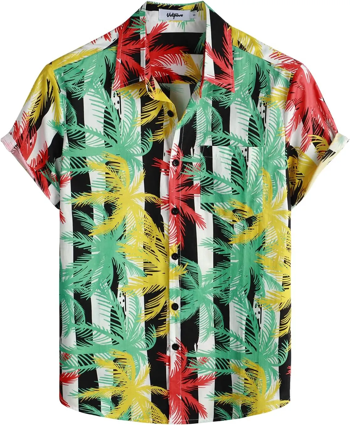 VATPAVE Mens Floral Hawaiian Shirt Casual Button Down Short Sleeve Aloha Beach Shirts