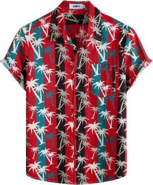 VATPAVE Mens Floral Hawaiian Shirt Casual Button Down Short Sleeve Aloha Beach Shirts