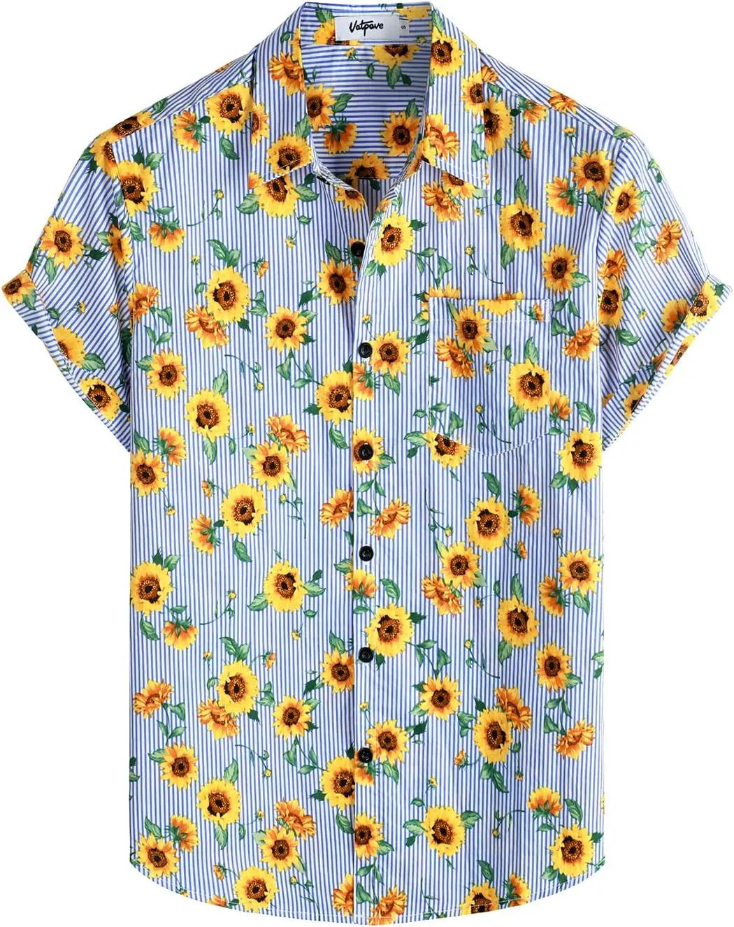 VATPAVE Mens Floral Hawaiian Shirt Casual Button Down Short Sleeve Aloha Beach Shirts
