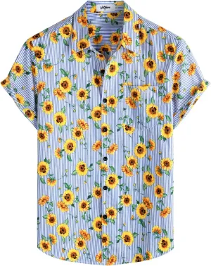 VATPAVE Mens Floral Hawaiian Shirt Casual Button Down Short Sleeve Aloha Beach Shirts