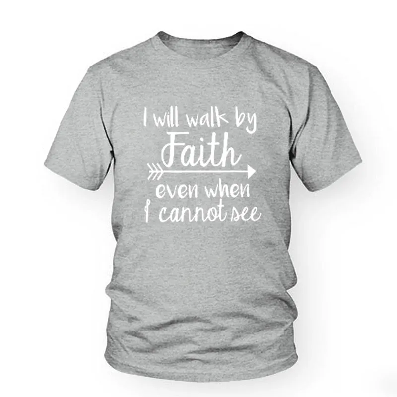 Women's 'Walk By Faith' Christian Graphic Tee - Inspirational Bible Verse T-Shirt