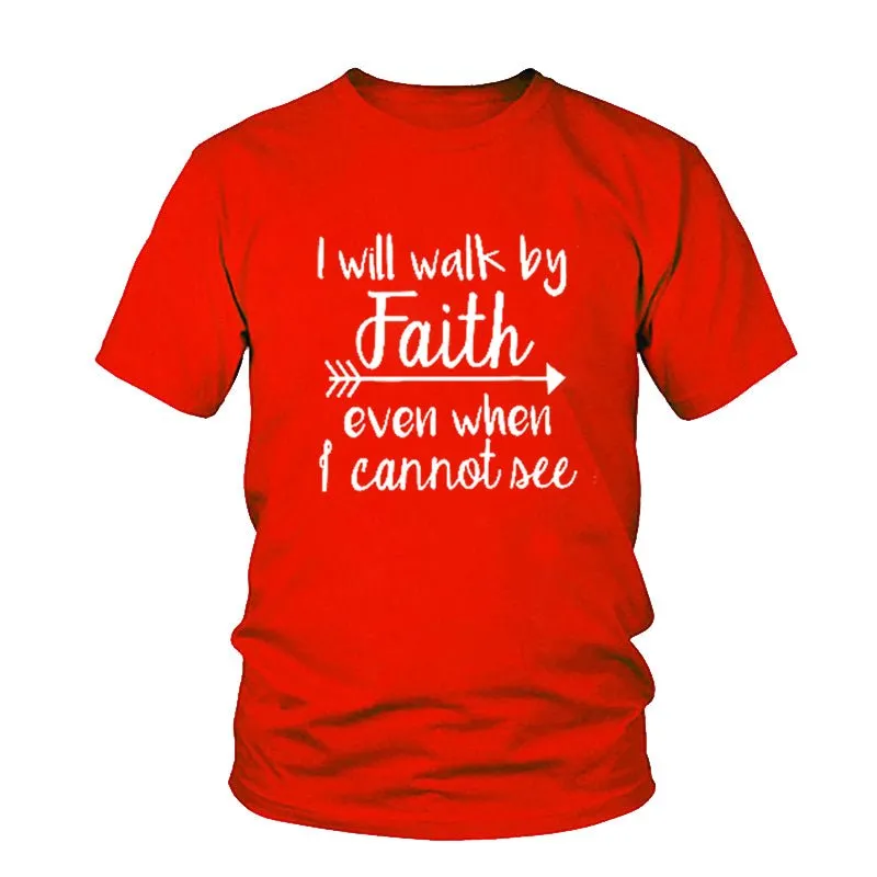 Women's 'Walk By Faith' Christian Graphic Tee - Inspirational Bible Verse T-Shirt